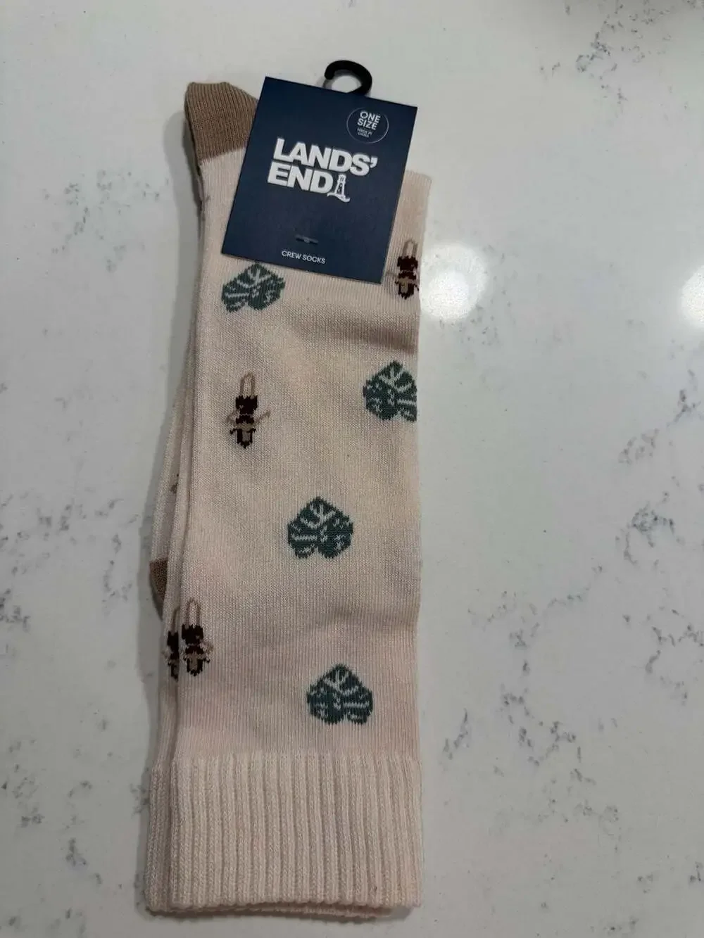 NWT Lands' End Men's Novelty Crew Socks - sz 8 - 13 Hula :